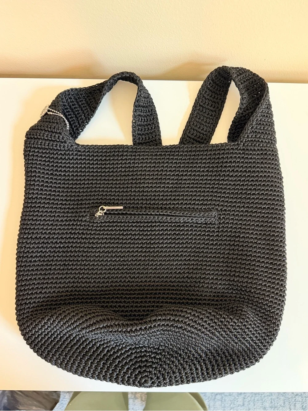 The Sak Black Crochet Bucket bag